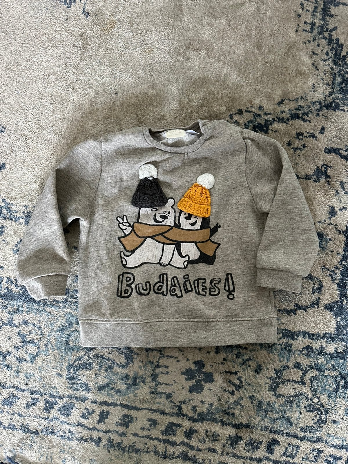 Schattige beige trui ijsbeer en pinguin Zara maat 98, Ophalen of Verzenden, Zo goed als nieuw, Jongen of Meisje, Trui of Vest