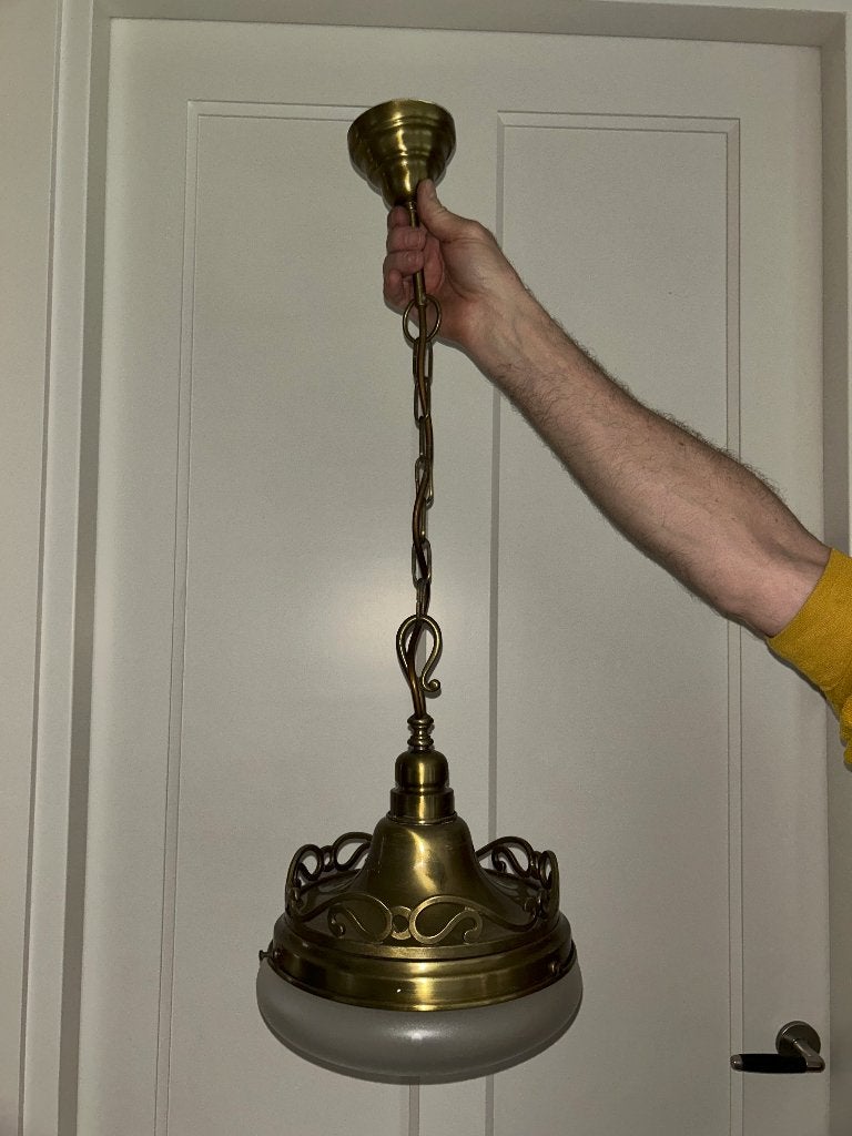Vintage hanglamp, Huis en Inrichting, Ophalen, Gebruikt, Glas, E27 (groot)