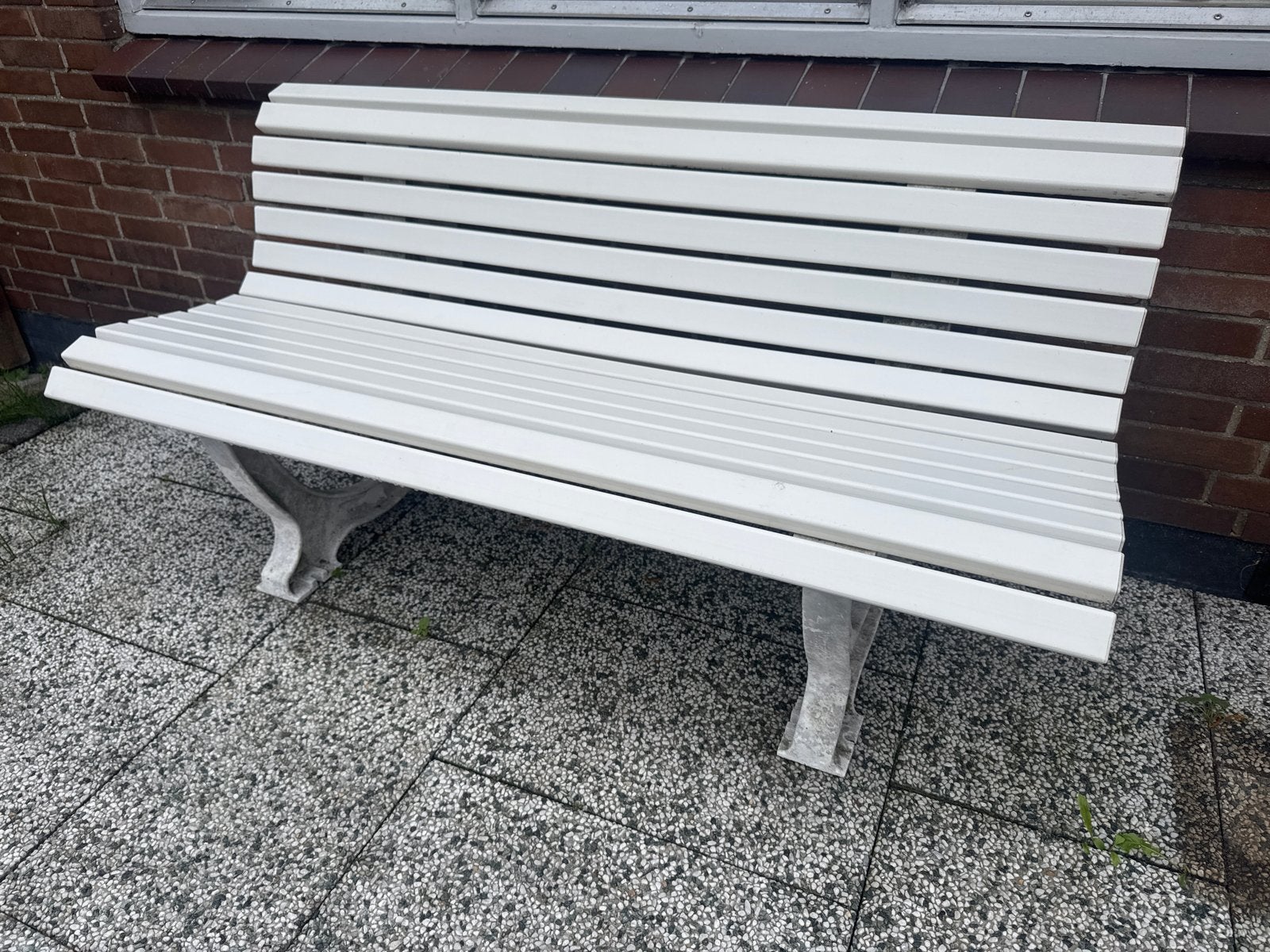 Tuinbank 150 cm wit kunststof, Tuin en Terras, Tuinbanken, Ophalen, Gebruikt, Kunststof