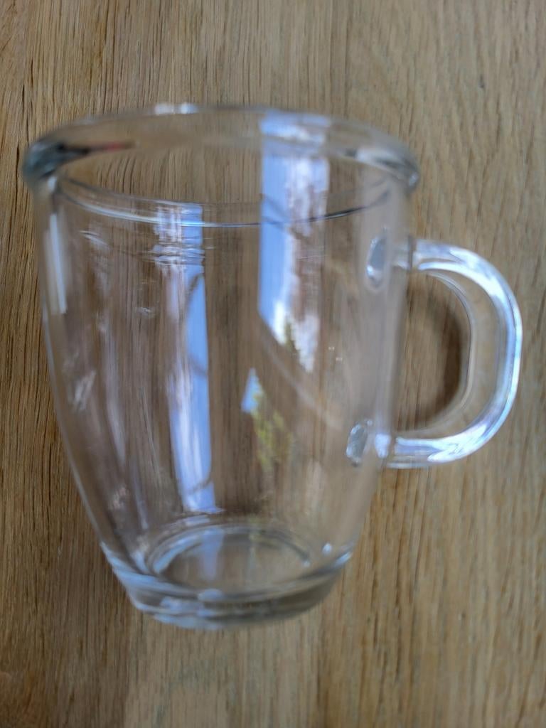 Set van 10 glazen mokken met oor, Huis en Inrichting, Glas of Glazen, Gebruikt, Ophalen of Verzenden, Glas