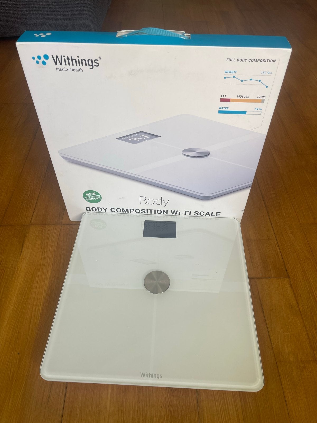 Withings Body+ weegschaal - gewicht, vet, spieren, water, Gebruikt, 1 tot 500 gram, 100 kg of meer, Ophalen of Verzenden