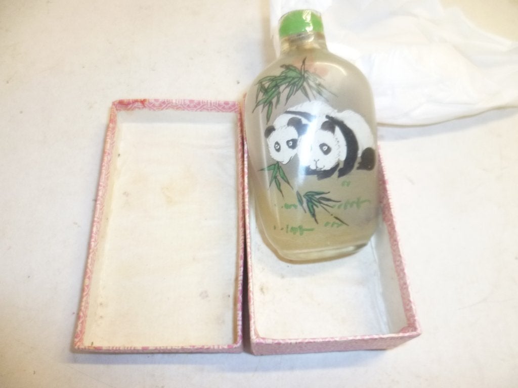 Chinees Glazen flesje binnenkant beschilderd Reuze Panda, Antiek en Kunst, Curiosa en Brocante, Ophalen of Verzenden