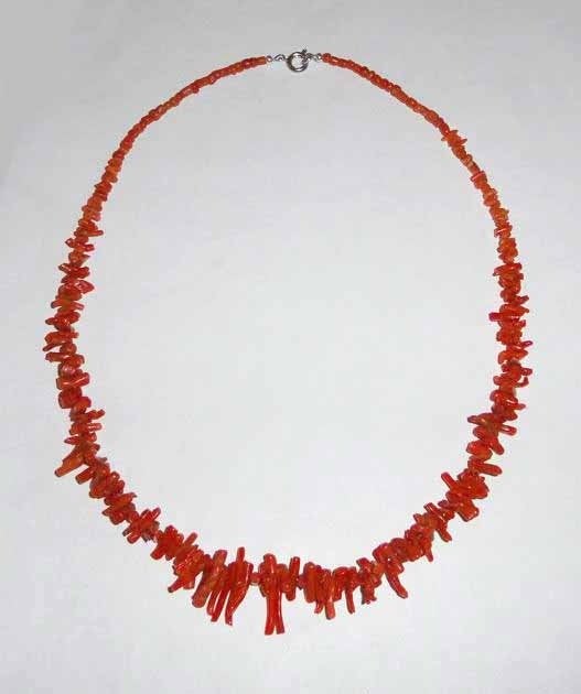 Ketting Bloedkoraal Takjes Collier bloed koraal zilver, Verzenden, Zilver, Ketting