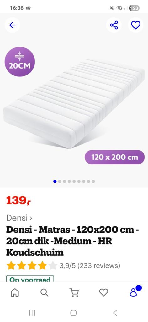 Densi Matras 120x200 cm - Zo goed als nieuw, Ophalen