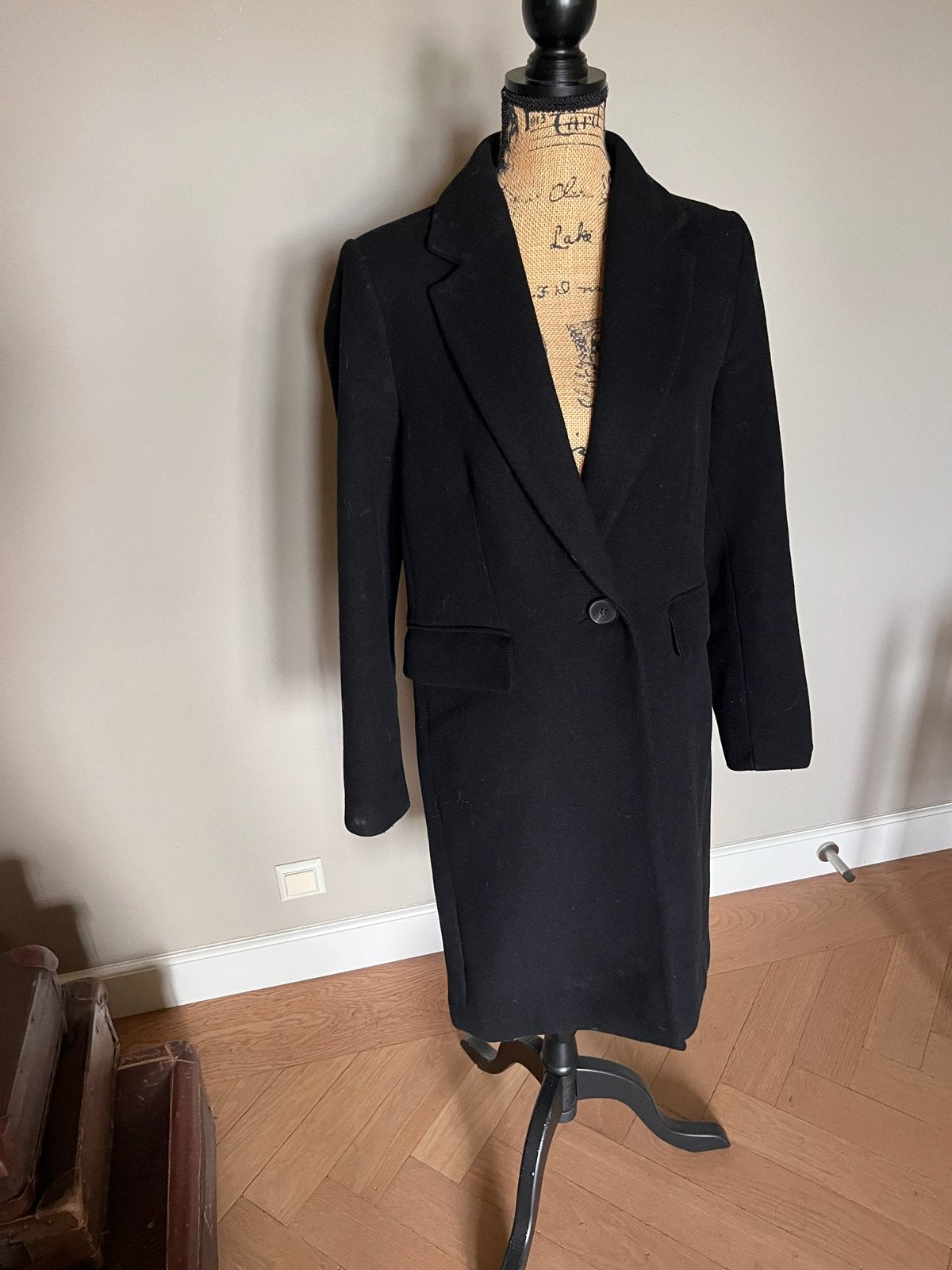Zwarte Mango Basics jas/mantel, maat M, Ophalen of Verzenden, Zo goed als nieuw, Maat 38/40 (M), Zwart