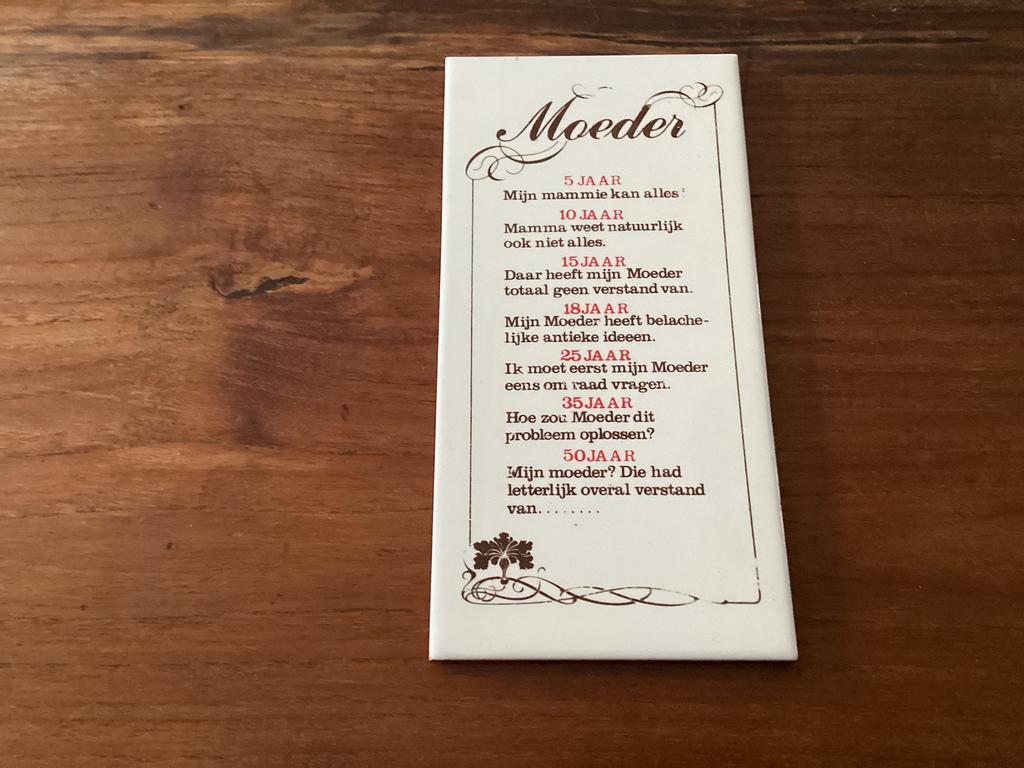 Tegeltje moeder retro vintage, Ophalen of Verzenden, Gebruikt