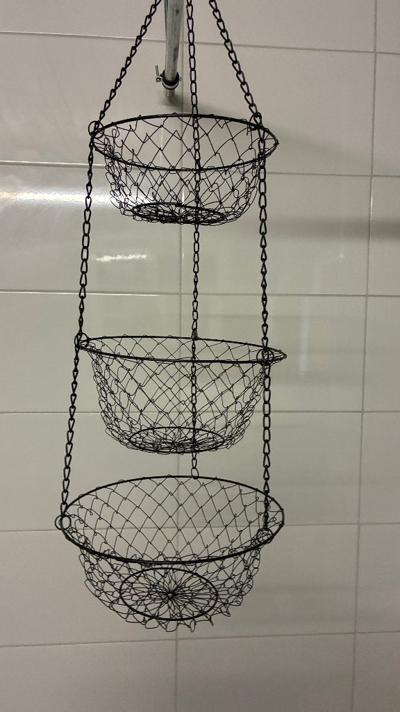 Vintage groente of fruit netje metalen mandjes hangmand, Ophalen of Verzenden, Gebruikt, Rond, Metaal