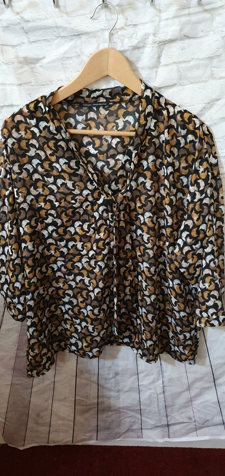 Steps blouse met kattenprint - Maat XXL, Kleding | Dames, Blouses en Tunieken, Verzenden, Zwart, Maat 46/48 (XL) of groter, Nieuw