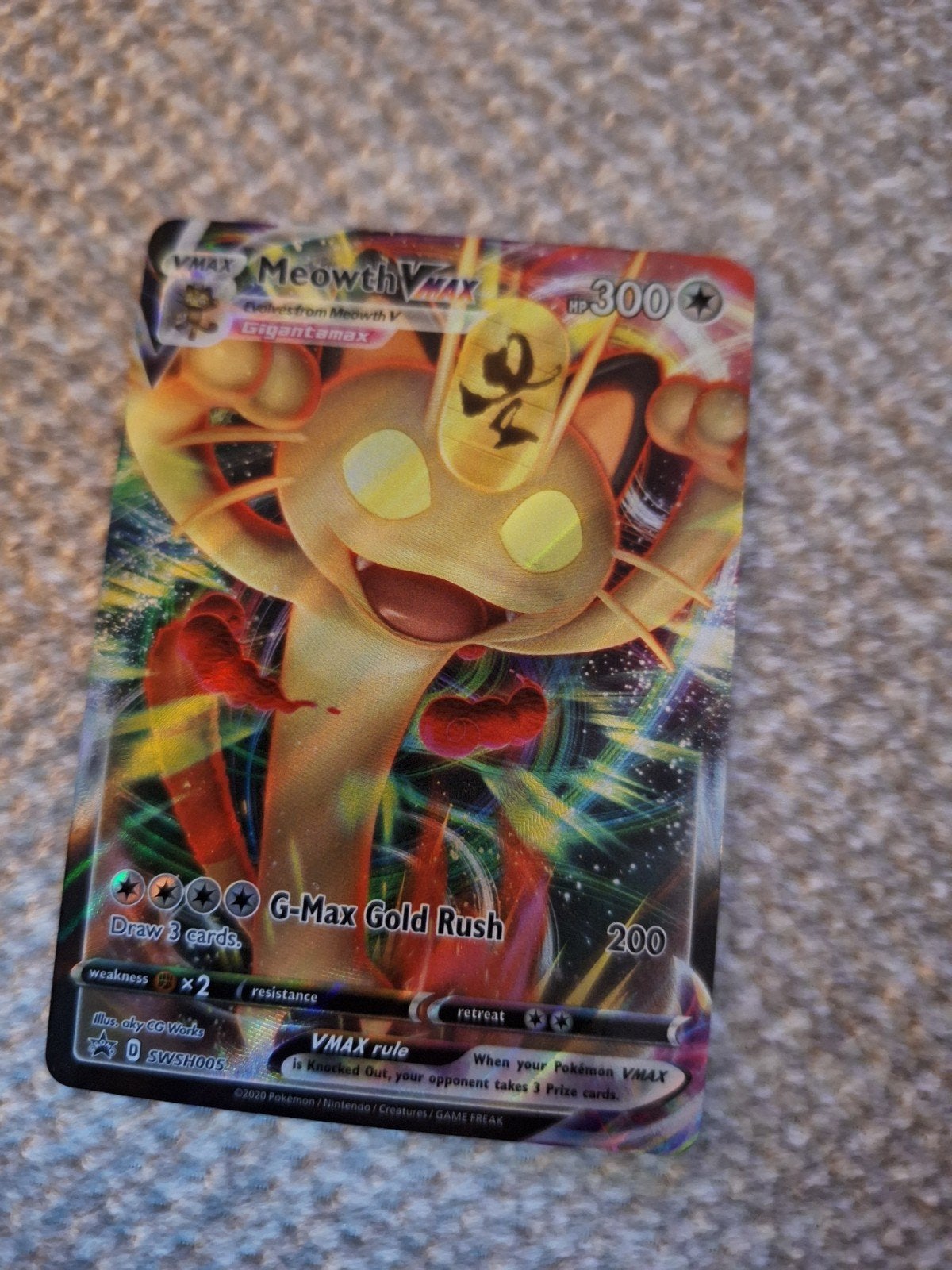 Pokémon Meowth VMAX - Gigantamax (Promo), Ophalen of Verzenden, Gebruikt, Losse kaart