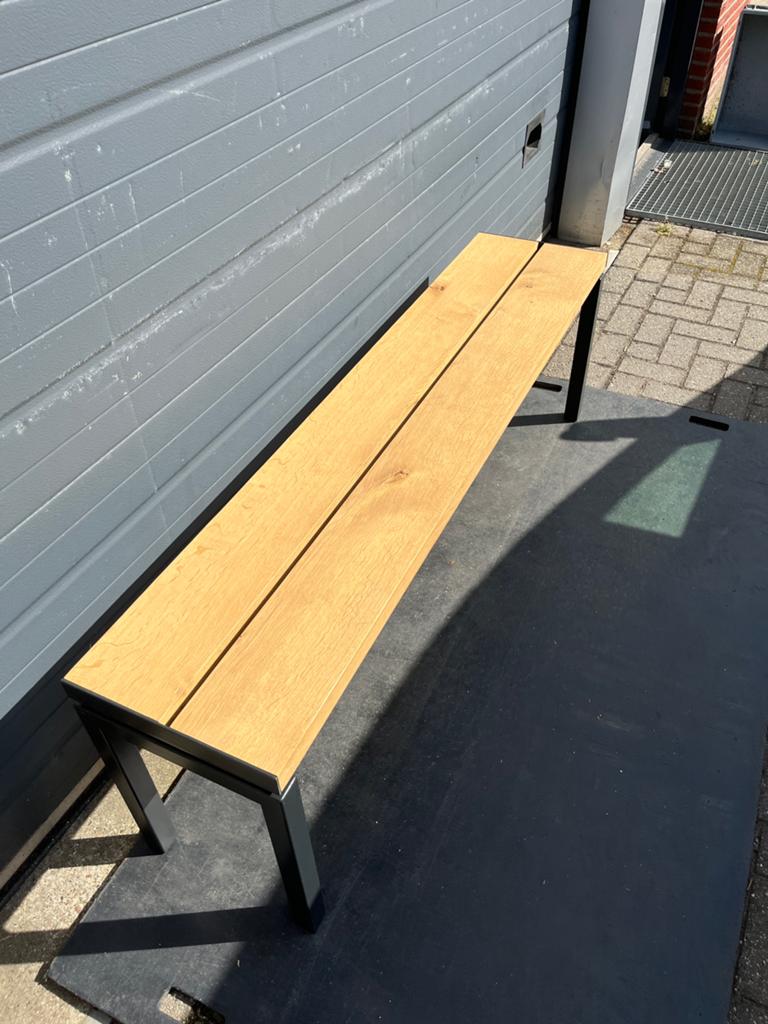 Eikenhouten bankjes (4x), Ophalen of Verzenden
