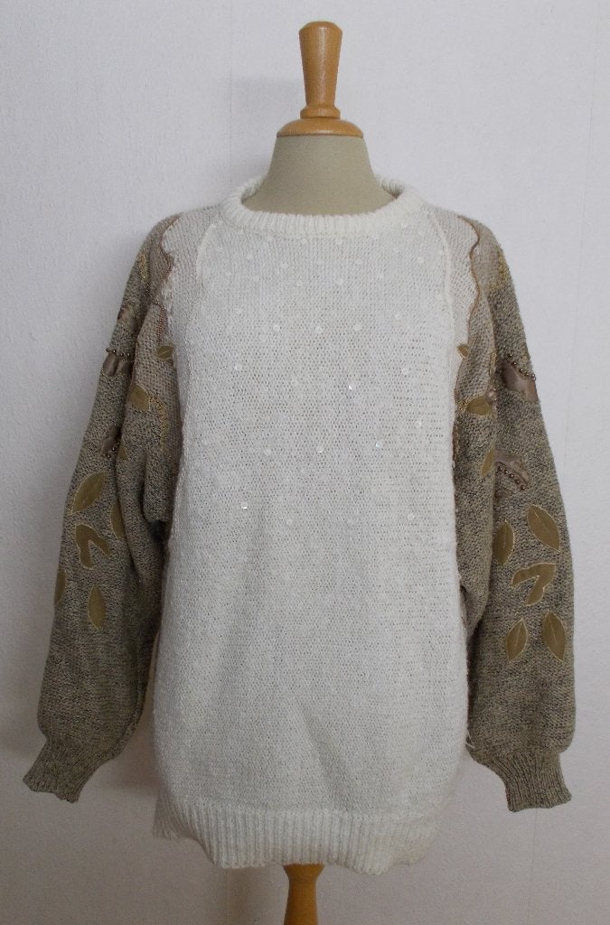 Mooie bewerkte vintage trui! L/XL, Verzenden, Zo goed als nieuw, Maat 42/44 (L), Meerkleurig