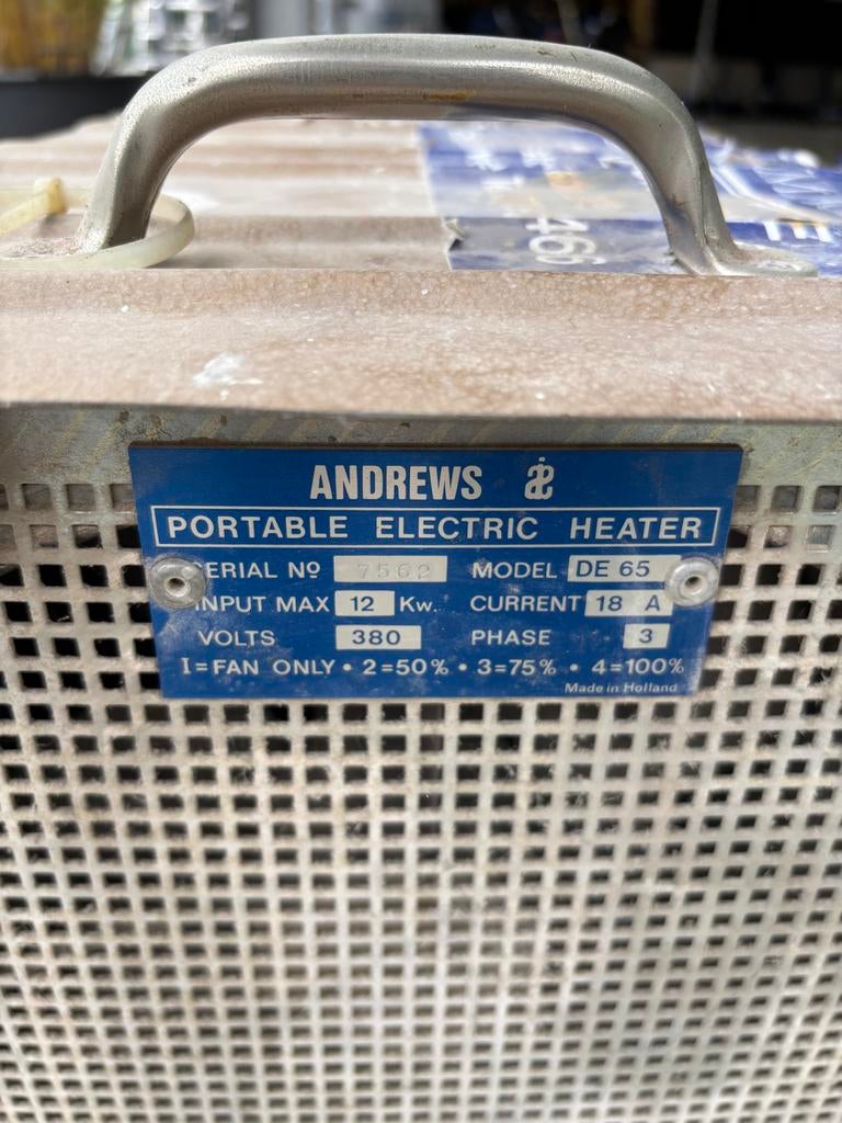 Andrews DE 65 Draagbare Elektrische Kachel 12 kW, Ophalen, Gebruikt