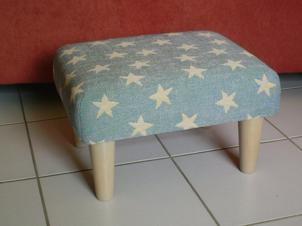 Footstool met - lichtblauw/stars - wit 706 - NIEUW !!, Minder dan 50 cm, Nieuw, Minder dan 50 cm, Ophalen of Verzenden