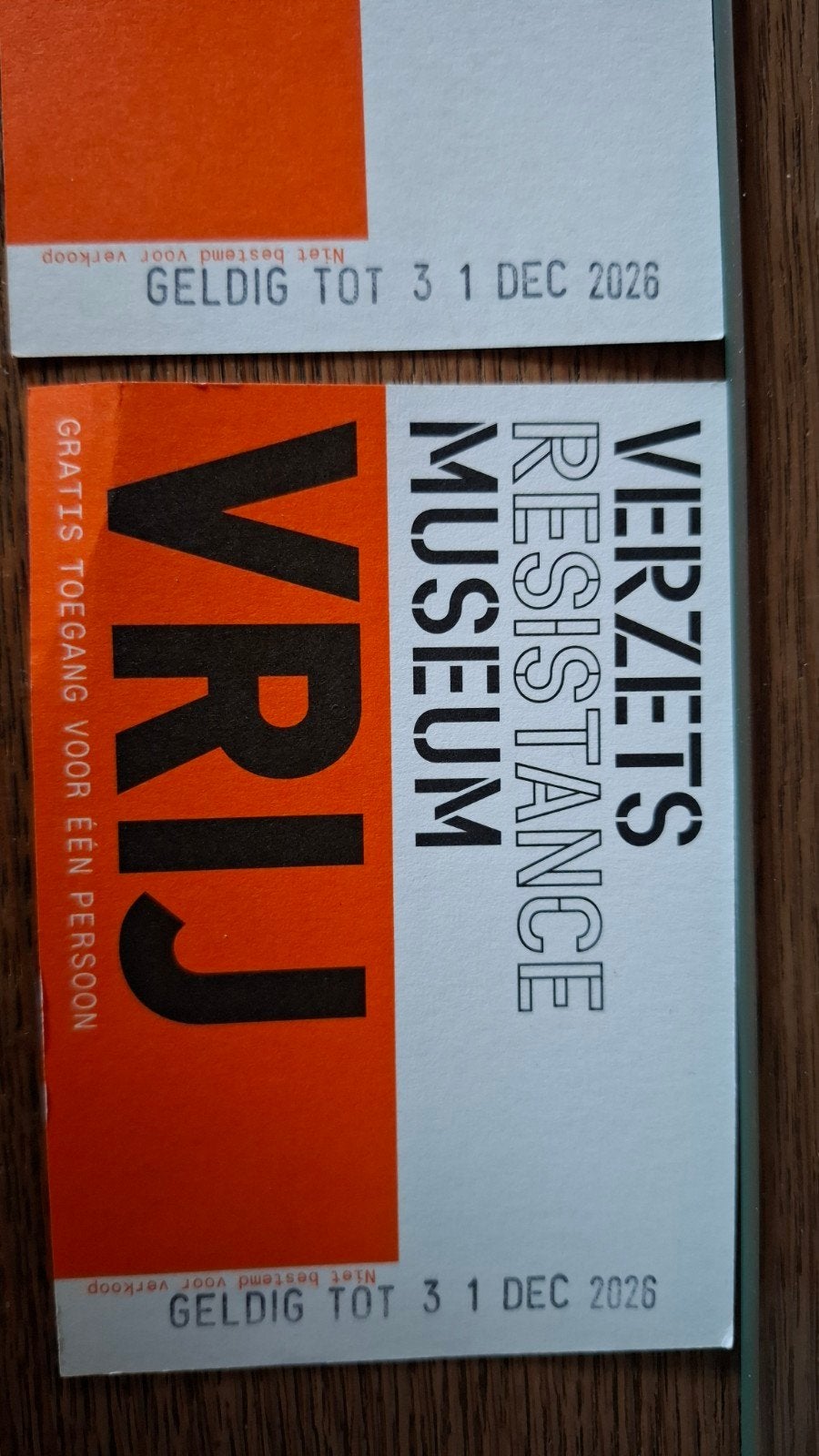 Kaartjes verzetsmuseum Amsterdam, Tickets en Kaartjes, Musea, Twee personen, Ticket of Toegangskaart