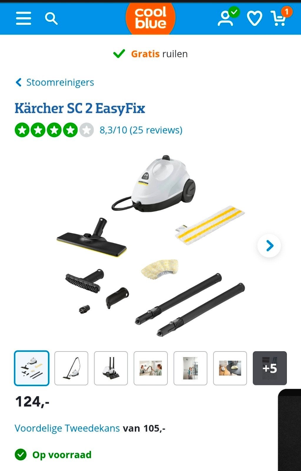 Kärcher SC 2 EasyFix Stoomreiniger - Zo goed als nieuw, Ophalen, Nieuw, Overige typen