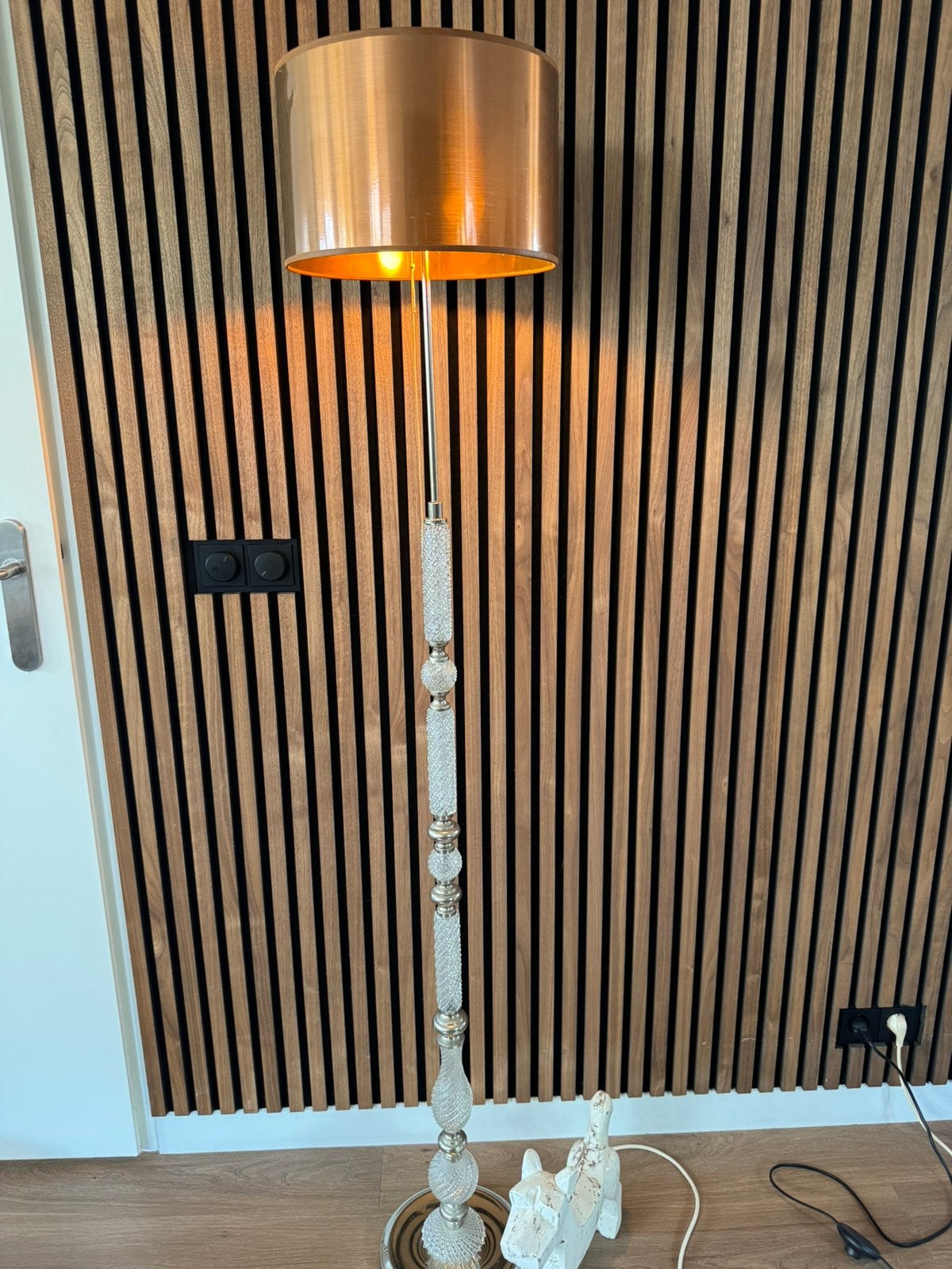 Prachtige Vintage Hollywood Regency Vloerlamp, Huis en Inrichting, Ophalen, Zo goed als nieuw, Glas, 150 tot 200 cm