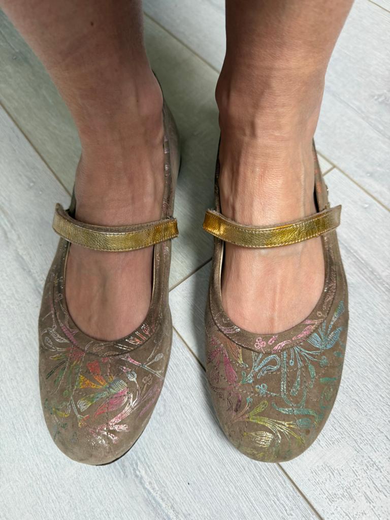 Footnotes Ballerina's met gouden bandje, maat 39,5, Kleding | Dames, Schoenen, Beige, Gedragen, Ballerina's, Ophalen of Verzenden