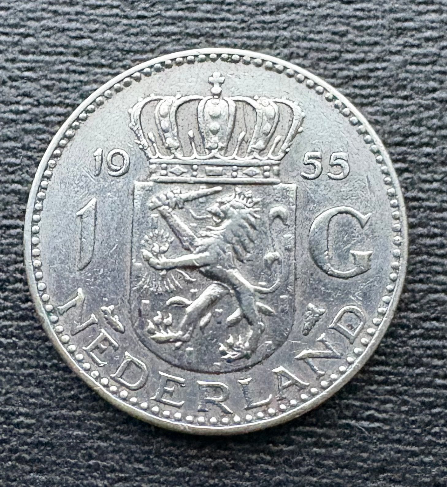 1 Gulden Koningin Juliana 1955 zilver, Postzegels en Munten, Munten | Nederland, 1 gulden, Koningin Juliana, Zilver, Ophalen of Verzenden