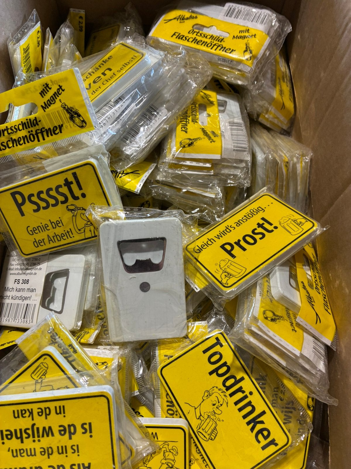 Te koop partij flessen openers met spreuk, Diversen, Ophalen, Nieuw