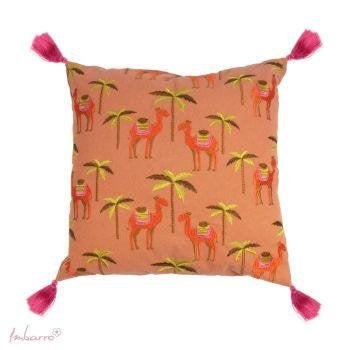 Sierkussen met kameel en palmboom print, kwastjes, Huis en Inrichting, Woonaccessoires | Kussens, Overige merken, Met print, Vierkant