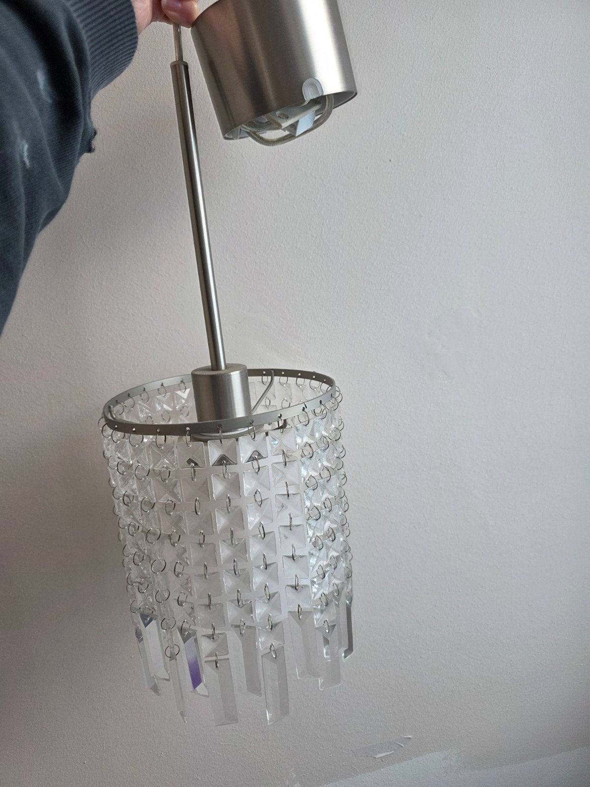 Moderne hanglamp met kristallen details, Ophalen, Kunststof, Overige fittingen, Modern, Kristal