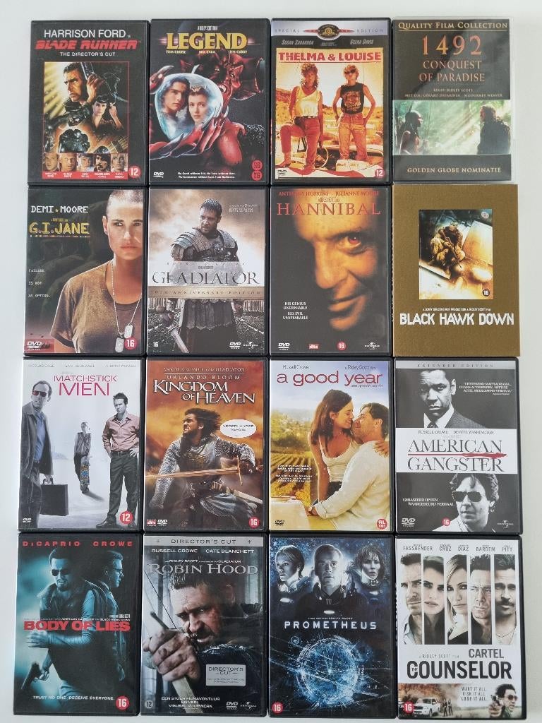 16x Ridley Scott, Cd's en Dvd's, Ophalen of Verzenden, Zo goed als nieuw, Overige gebieden