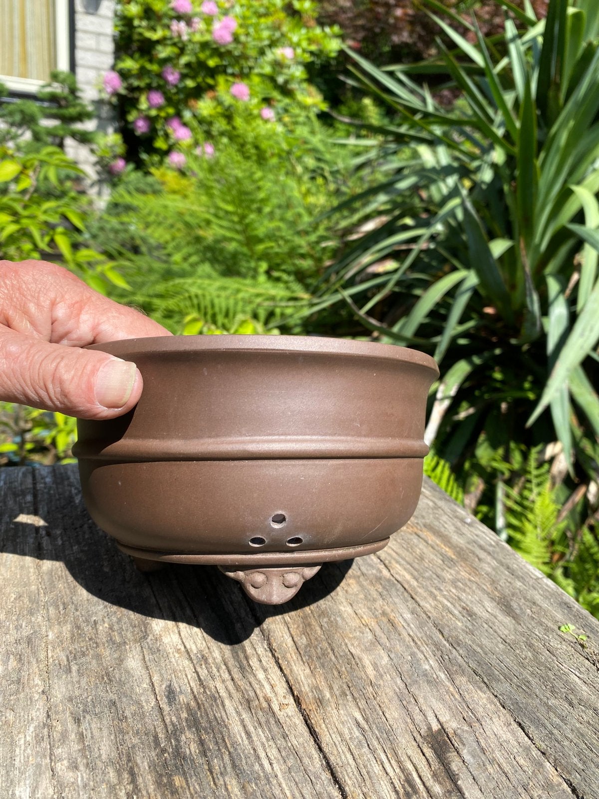 Cascade pot bonsai ongeglazuurd, Tuin en Terras, Bloempotten, Rond, Ophalen of Verzenden, Zo goed als nieuw, Aardewerk