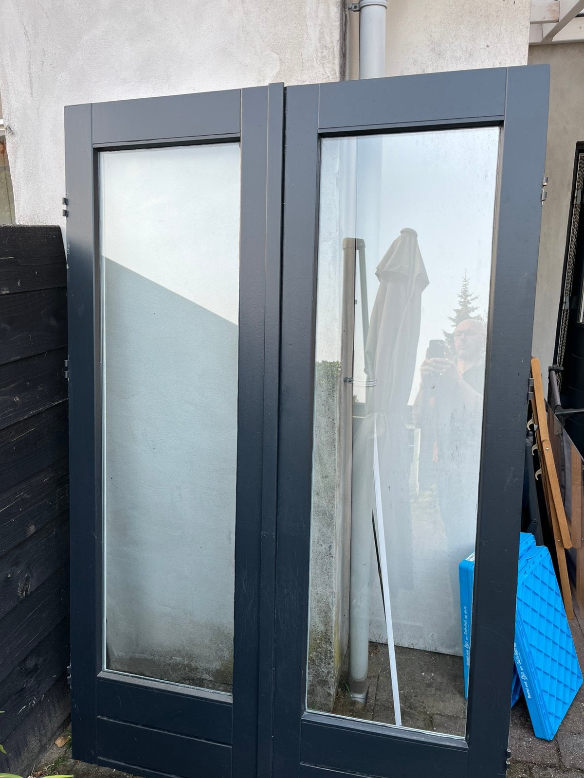 Terrasdeuren 130x201,5, Doe-het-zelf en Verbouw, Raamkozijn, Zo goed als nieuw, Hout, Ophalen
