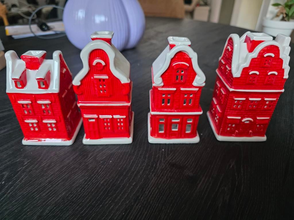 4 kersthuisjes, Ophalen of Verzenden