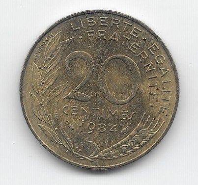 Frankrijk 20 centimes 1984 KM# 930, Verzenden, Frankrijk, Losse munt