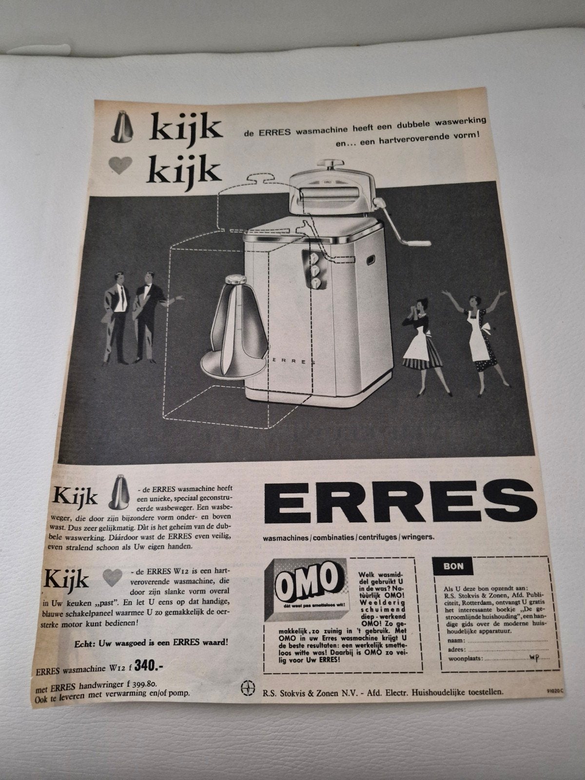 03 Vintage ERRES W12 Wasmachine - Dubbele Waswerking, Ophalen of Verzenden, Gebruikt