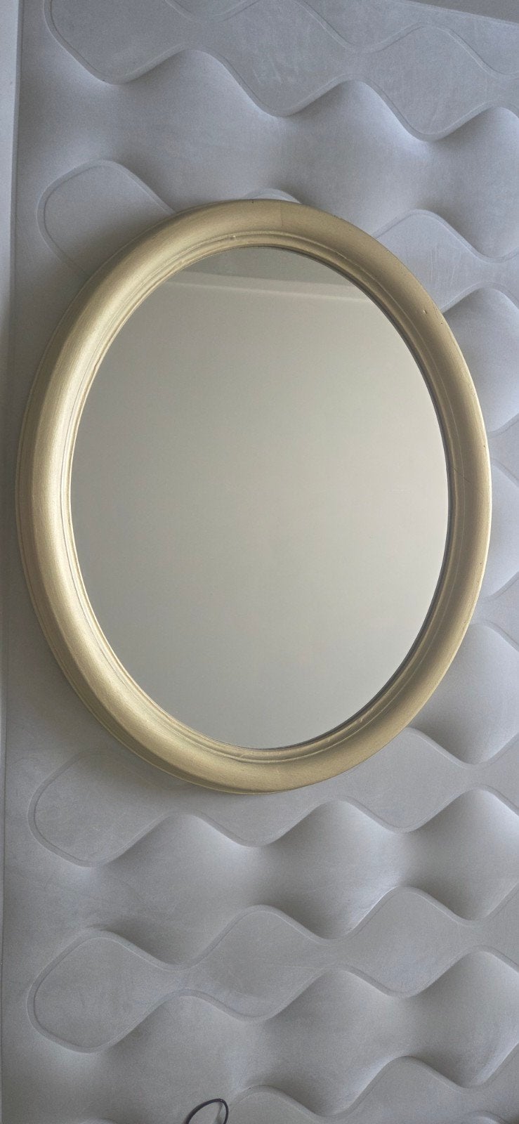 Ronde gouden spiegel, Huis en Inrichting, Woonaccessoires | Spiegels, Ophalen, Gebruikt, Rond, 50 tot 75 cm
