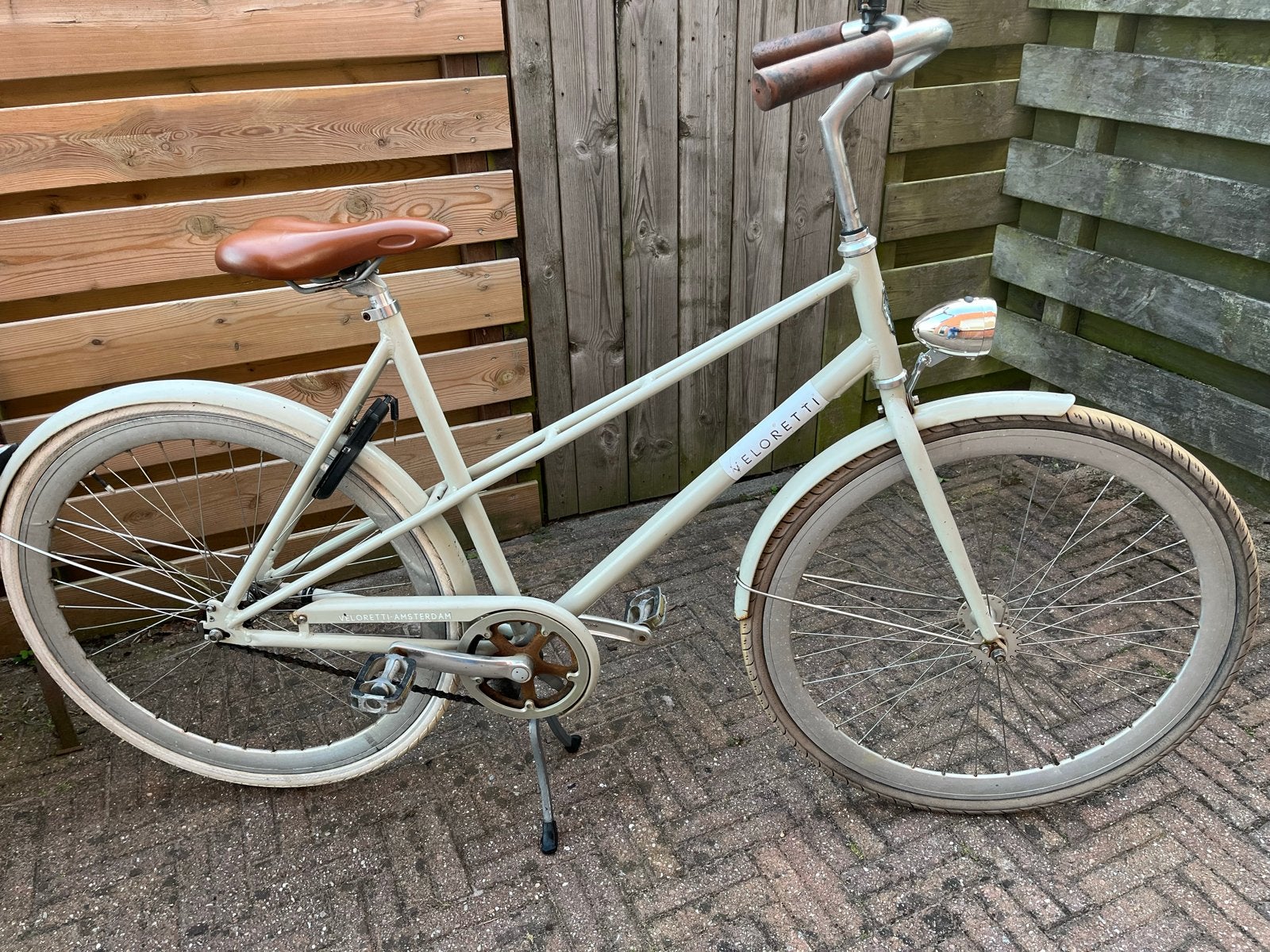Veloretti fiets, crème kleur, met terugtraprem, Terugtraprem, Ophalen, Overige merken, 53 tot 56 cm