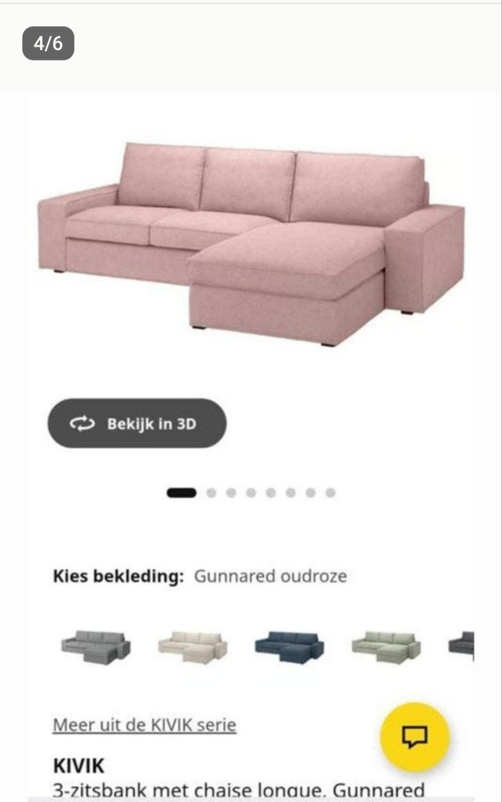 Hoes kivik chaise lounge gunnared oudroze zgan, Ophalen, Zo goed als nieuw, Vierpersoons of meer