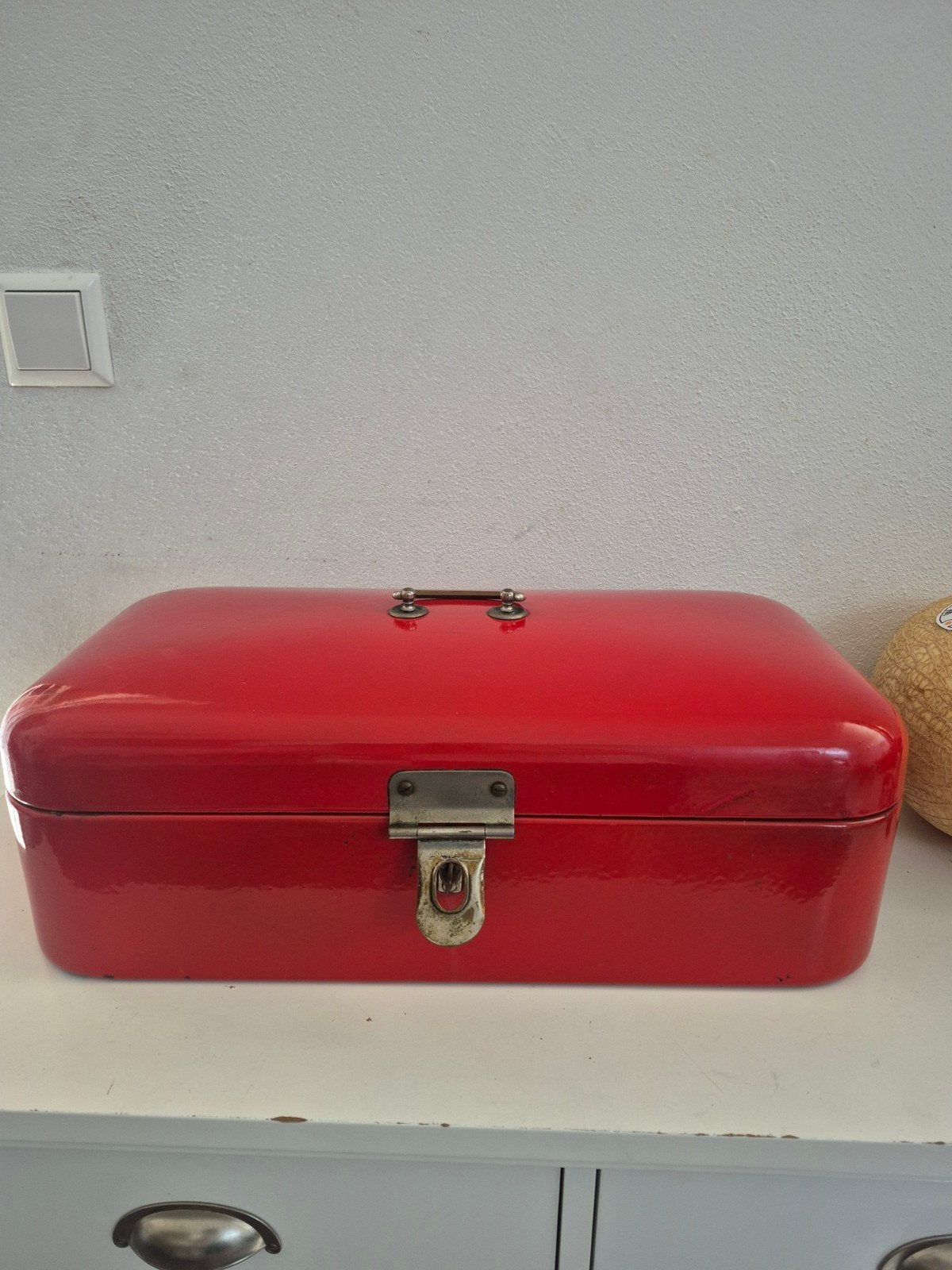Broodtrommel van emaille rood, Ophalen of Verzenden