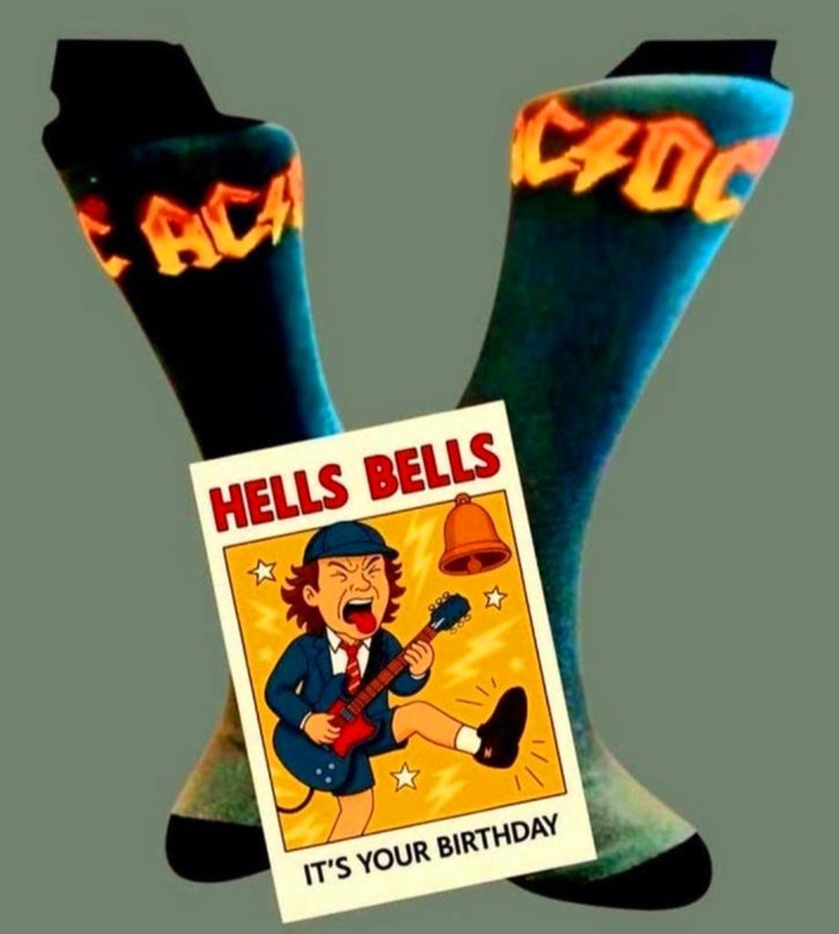 AC/DC SOKKEN + VERJAARDAGS KAART AC/DC, Ophalen of Verzenden, Nieuw
