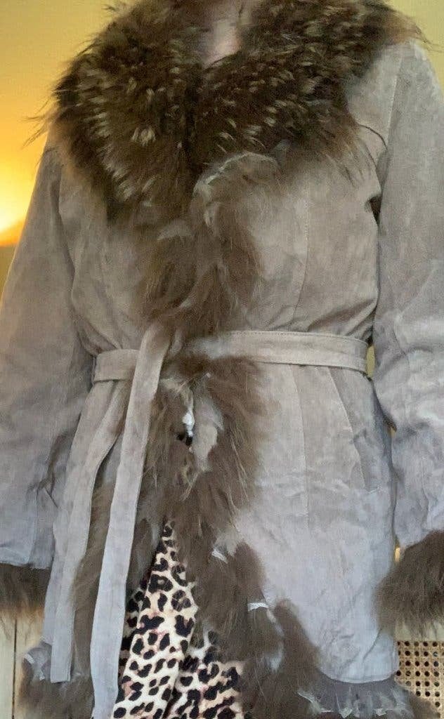Vintage lammy coat S M ceintuur, Maat 38/40 (M), -, Ophalen of Verzenden, Zo goed als nieuw