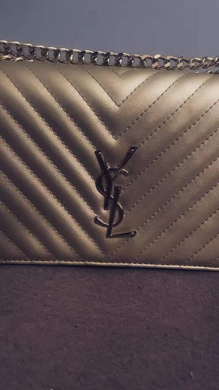 Stijlvolle YSL-achtige schoudertas in goud, Ophalen of Verzenden, Zo goed als nieuw, Overige kleuren, Schoudertasje