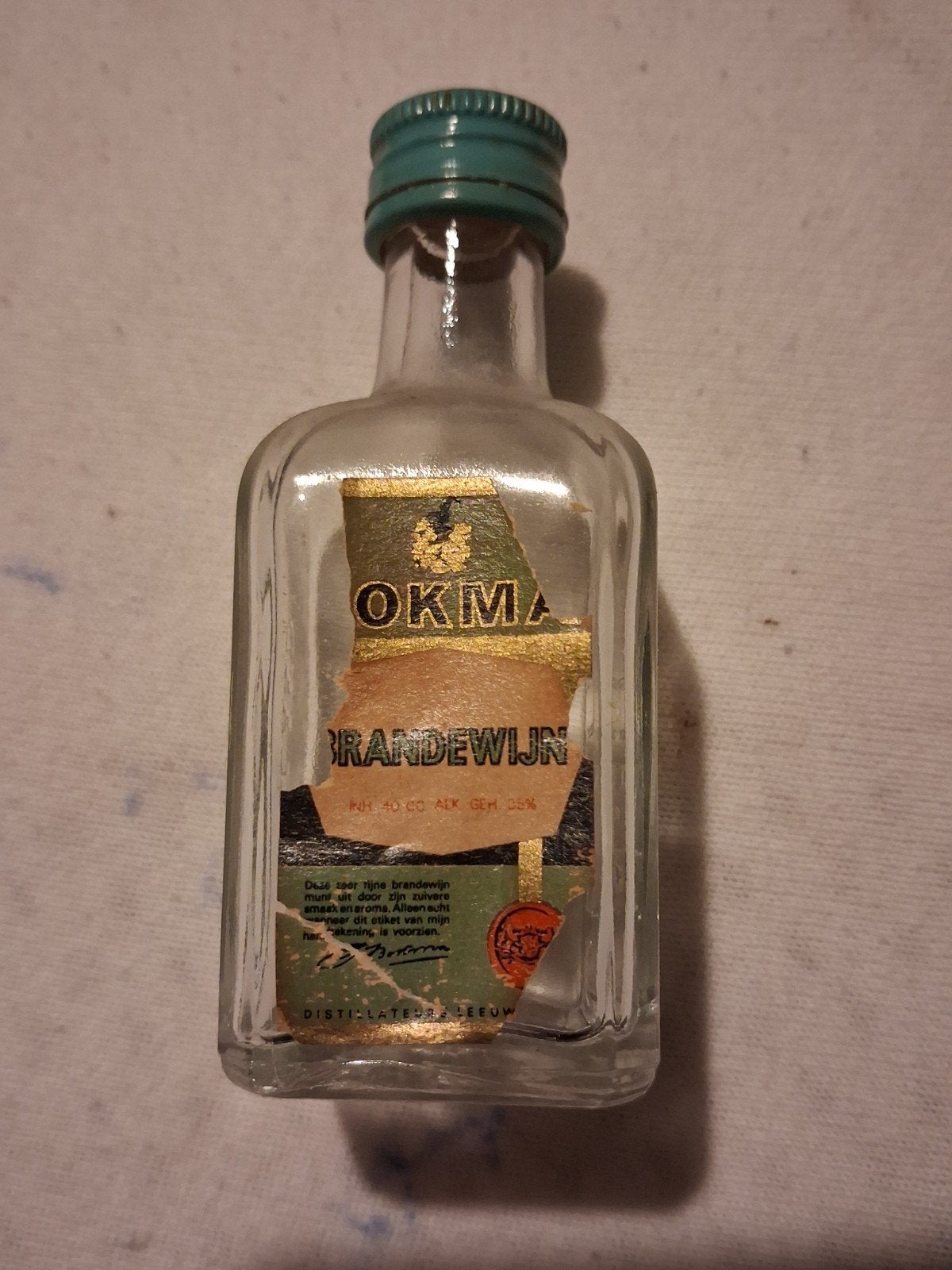 Vintage OKMA Brandewijn Miniatuur Flesje - Leeg, Ophalen of Verzenden