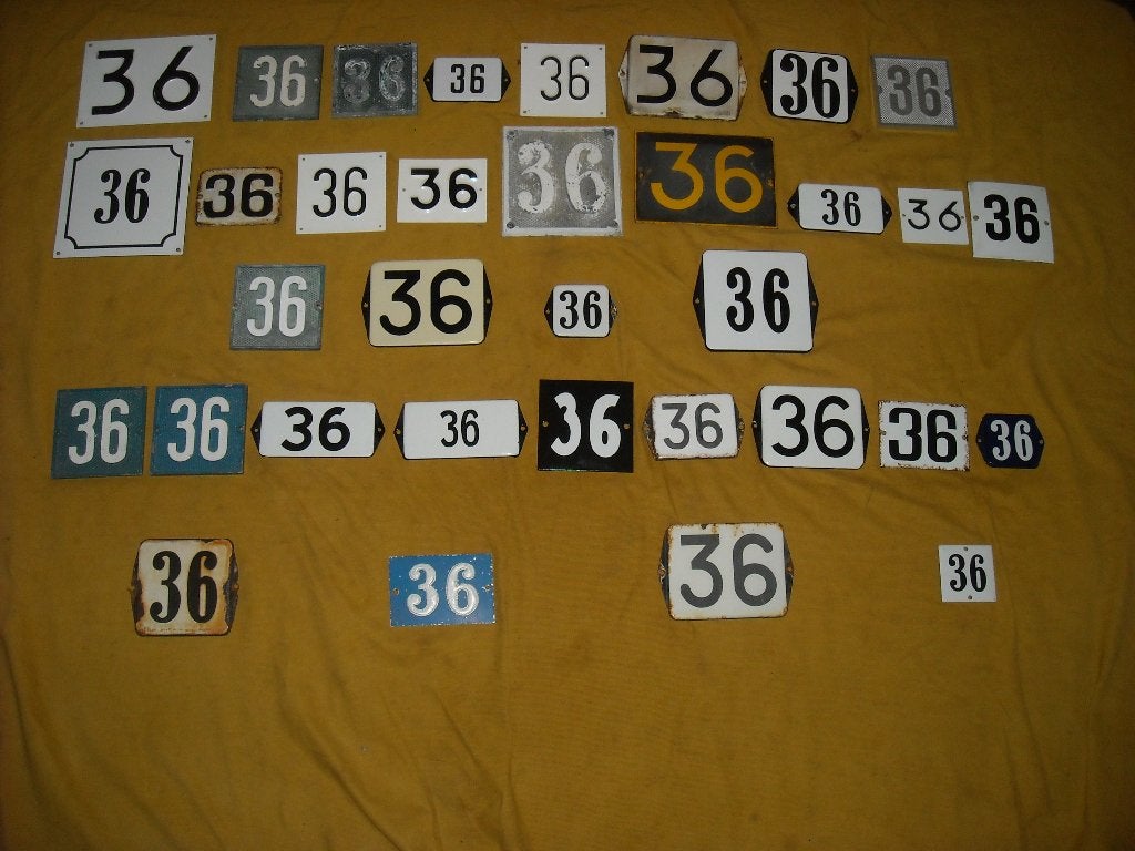 oud emaille huisnummer 36 ook 37 38 39 40 41 42 43 44 45 46, Antiek en Kunst, Ophalen of Verzenden
