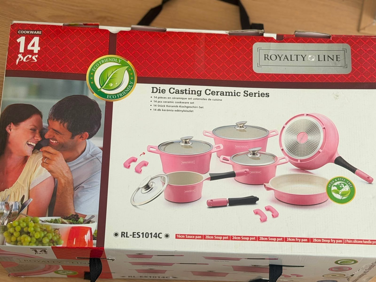 Nieuwe Royalty Line Keramische Lowtox Pannenset - 14-delig, Met handvatten, Nieuw, Pannenset, Ophalen of Verzenden