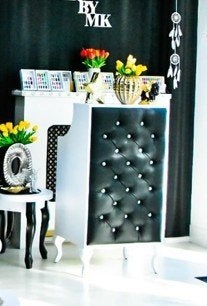 Luxe receptiebalie / ontvangstbalie voor salon, Ophalen, Zwart, Hout, Zo goed als nieuw