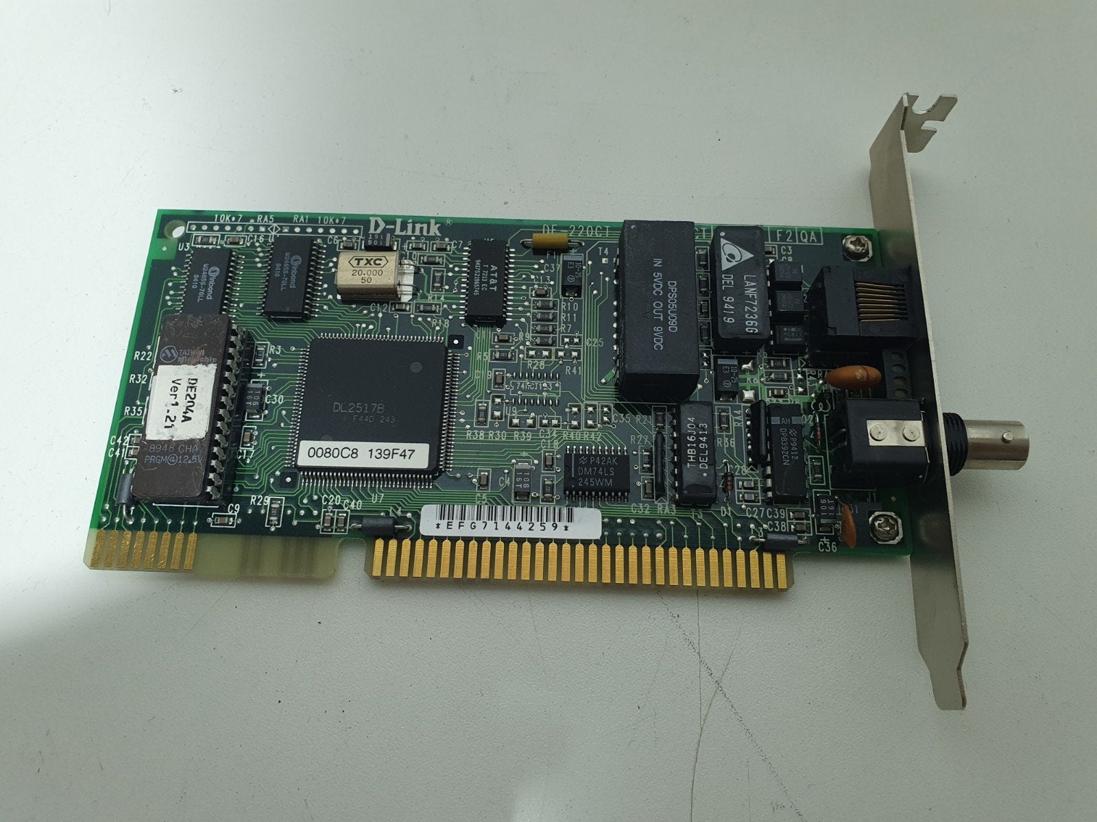 D-Link DE-220CT ISA Netwerkkaart Combo BNC/RJ45 Vintage, Intern, Gebruikt, ., Ophalen of Verzenden