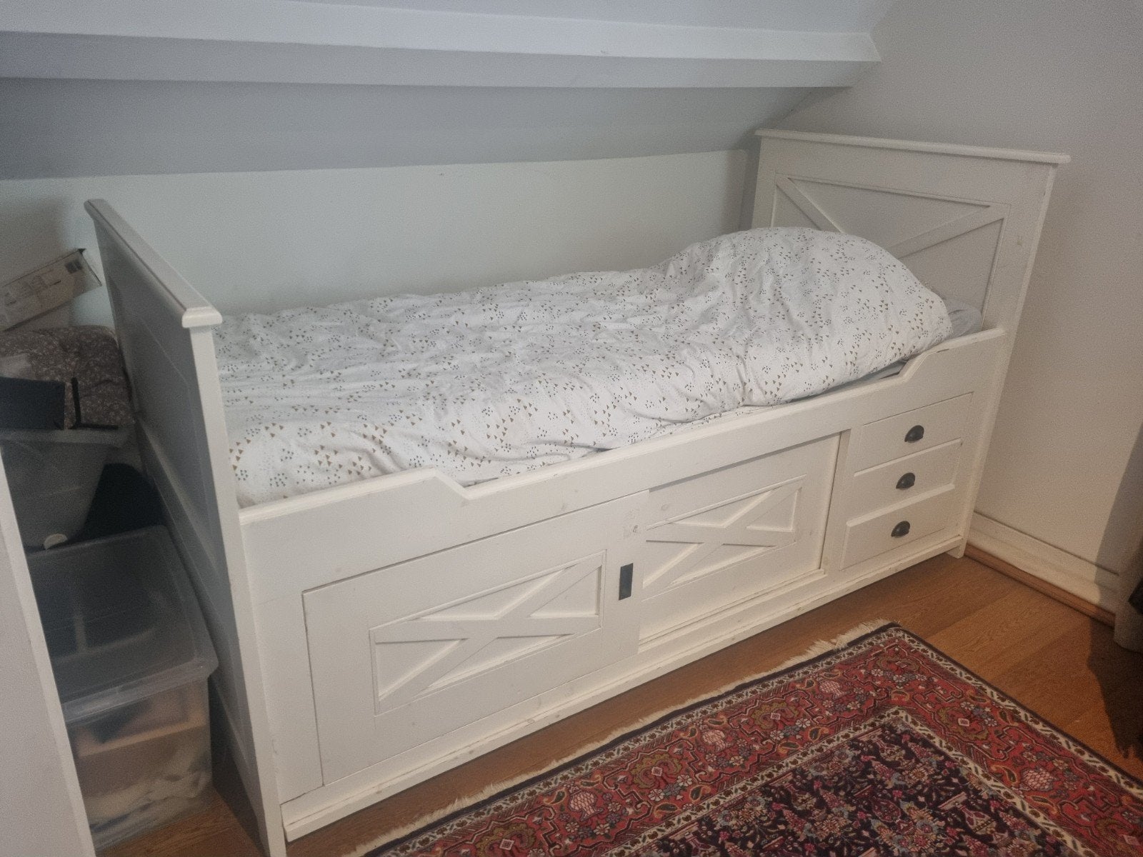 Massief houten bed., Ophalen, Eenpersoons