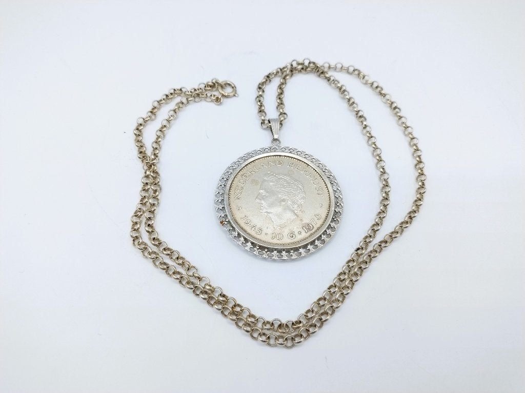 Zilveren jasseronketting met zilveren 10 gulden hanger, Met hanger, Gebruikt, Info@zilverwebsite.nl, Ophalen of Verzenden
