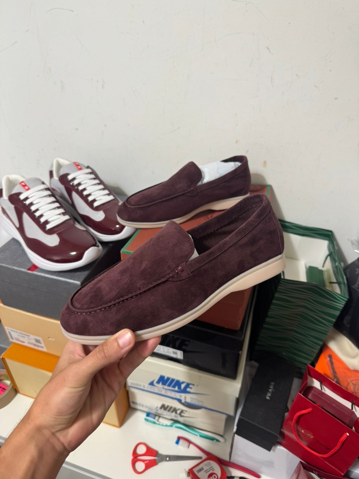 Loro Piana Summer Walk Suede Loafer bordeaux, Ophalen of Verzenden, Nieuw