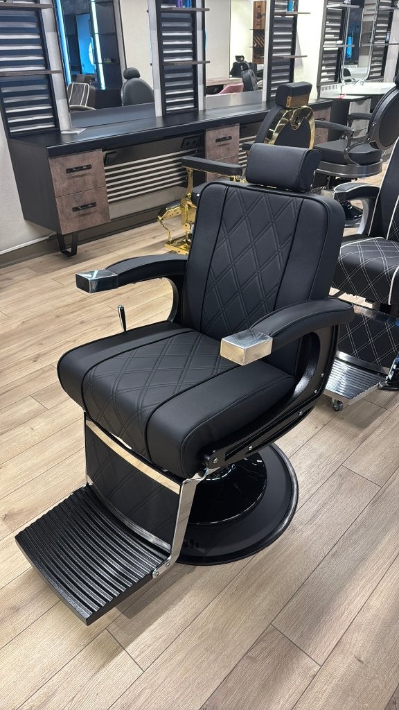 Barbierstoel Bakla Black kappersstoel baard trim barbersalon, Overige materialen, Zwart, Nieuw, Vijf, Zes of meer stoelen