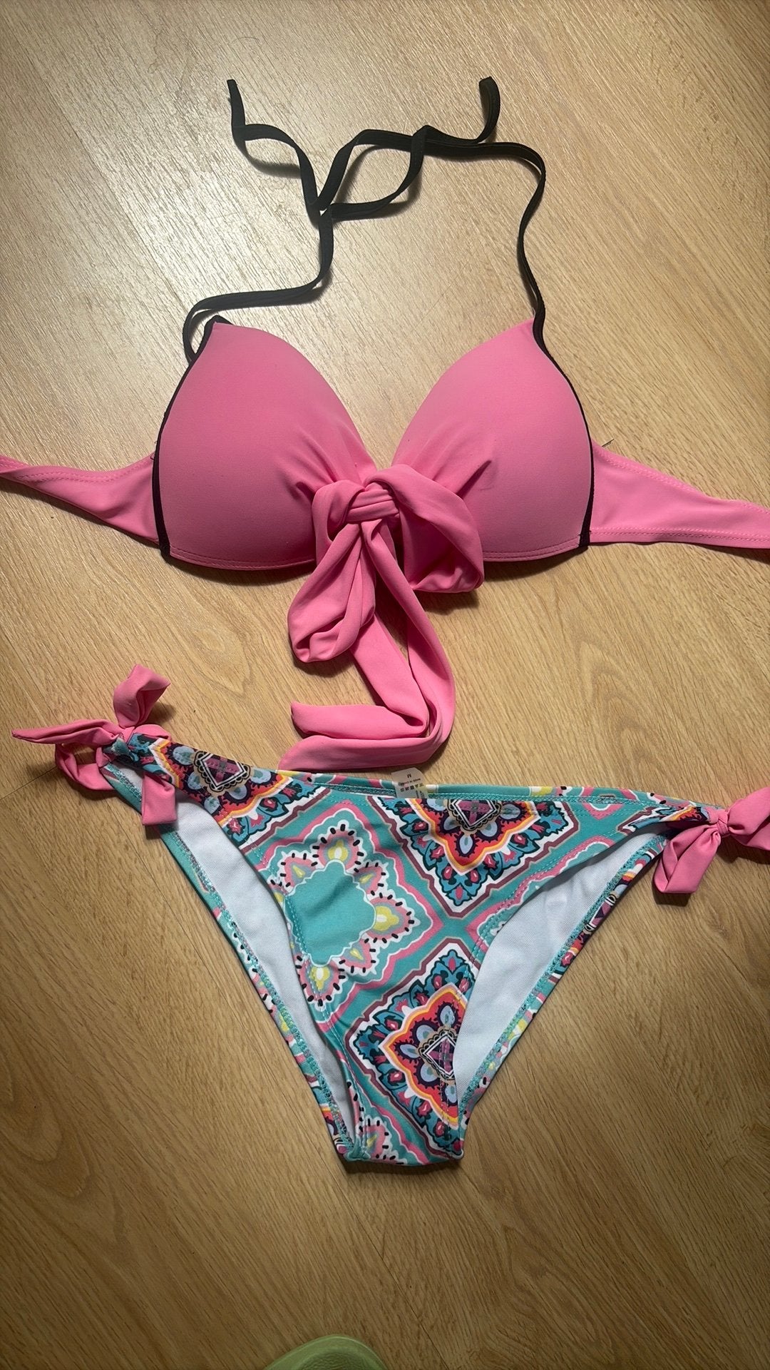Roze bikini met patroon broekje - Maat M, Ophalen of Verzenden, Zo goed als nieuw, Roze, Bikini