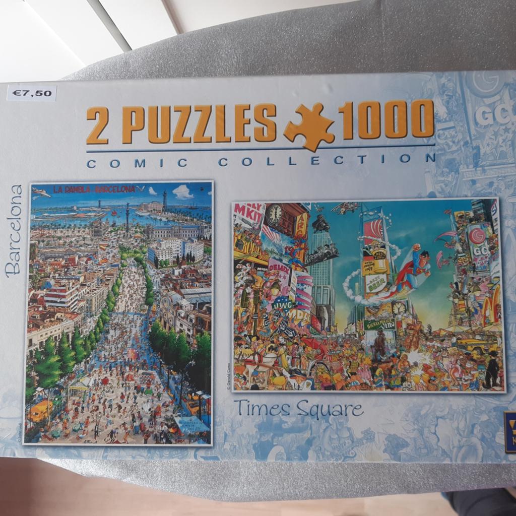 2 Comic Puzzels 1000 stukjes: Barcelona & Times Square, Ophalen