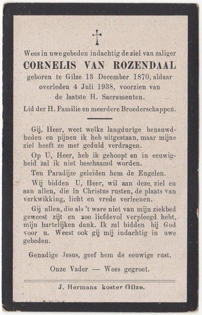 Cornelis van Roozendaal 1870 Gilze + 1938 Gilze, 67 jaar oud, Ophalen of Verzenden